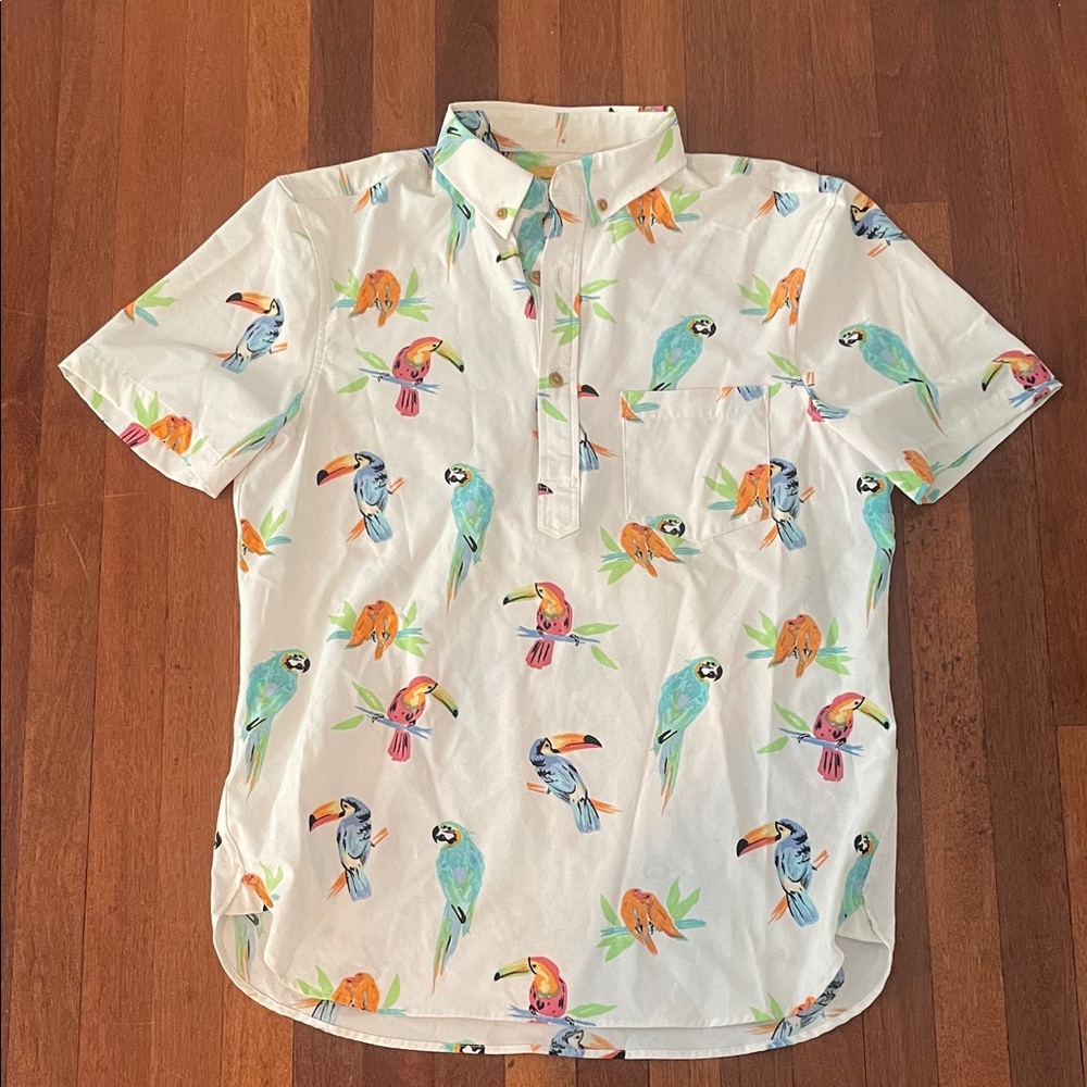 Chubbies White Shirt with Colorful Parrot Print